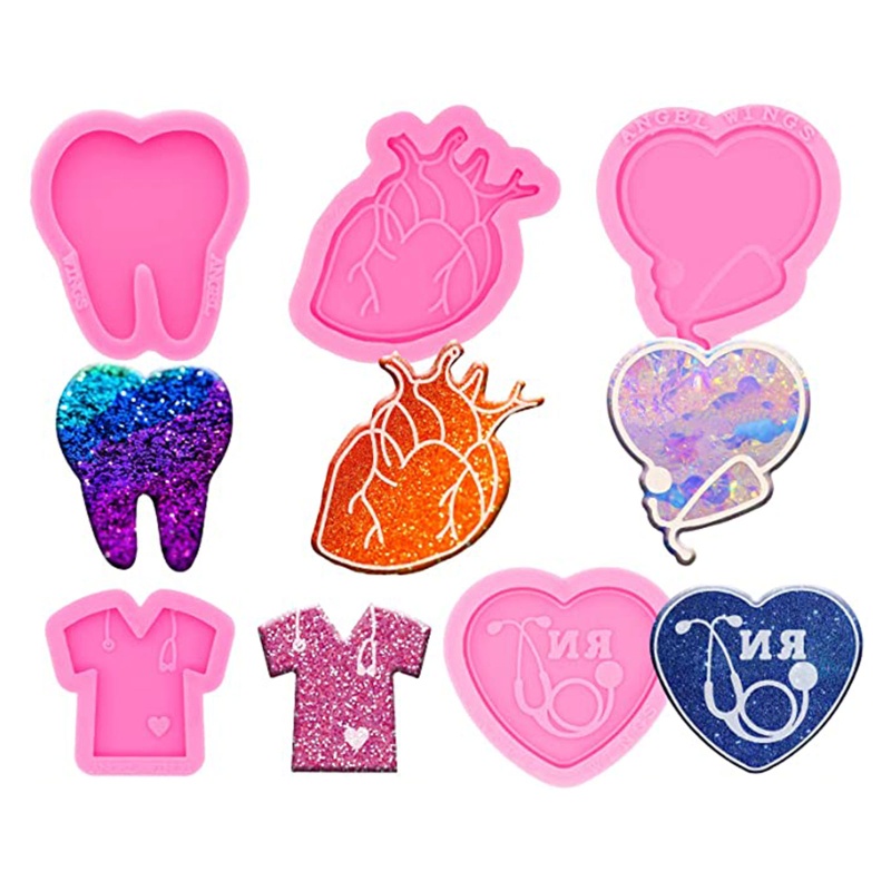 Set 5 Khuôn Silicone Làm Bánh Hình Gương Cho Bác Sĩ / Y Tá Diy