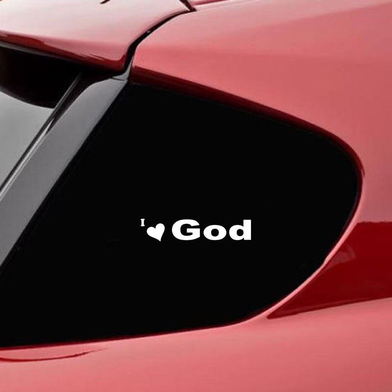 Đề can vinyl I love God trang trí xe hơi độc đáo kích cỡ 17cmx3.5cm
