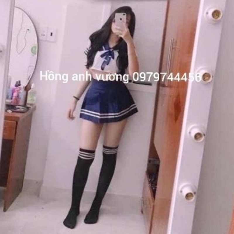 đồ hóa trang học sinh nữ sinh thun co dãn váy cạp dán thoáng mát gợi cảm