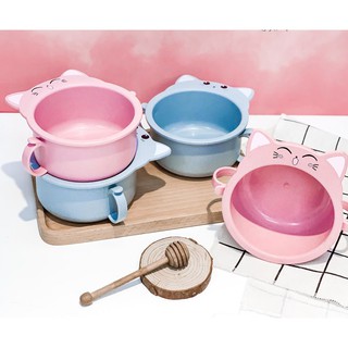 Chén bát nhựa Cute Animals mặt nổi 14x16 - Hồng nhạt