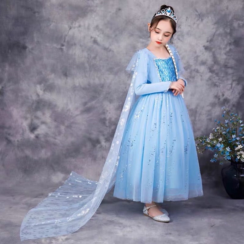 Đầm công chúa Elsa dài tay siêu xinh cho bé gái