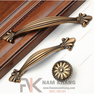 Tay nắm cửa gỗ mạ đồng cổ màu cafe NK005 (Màu Cafe)