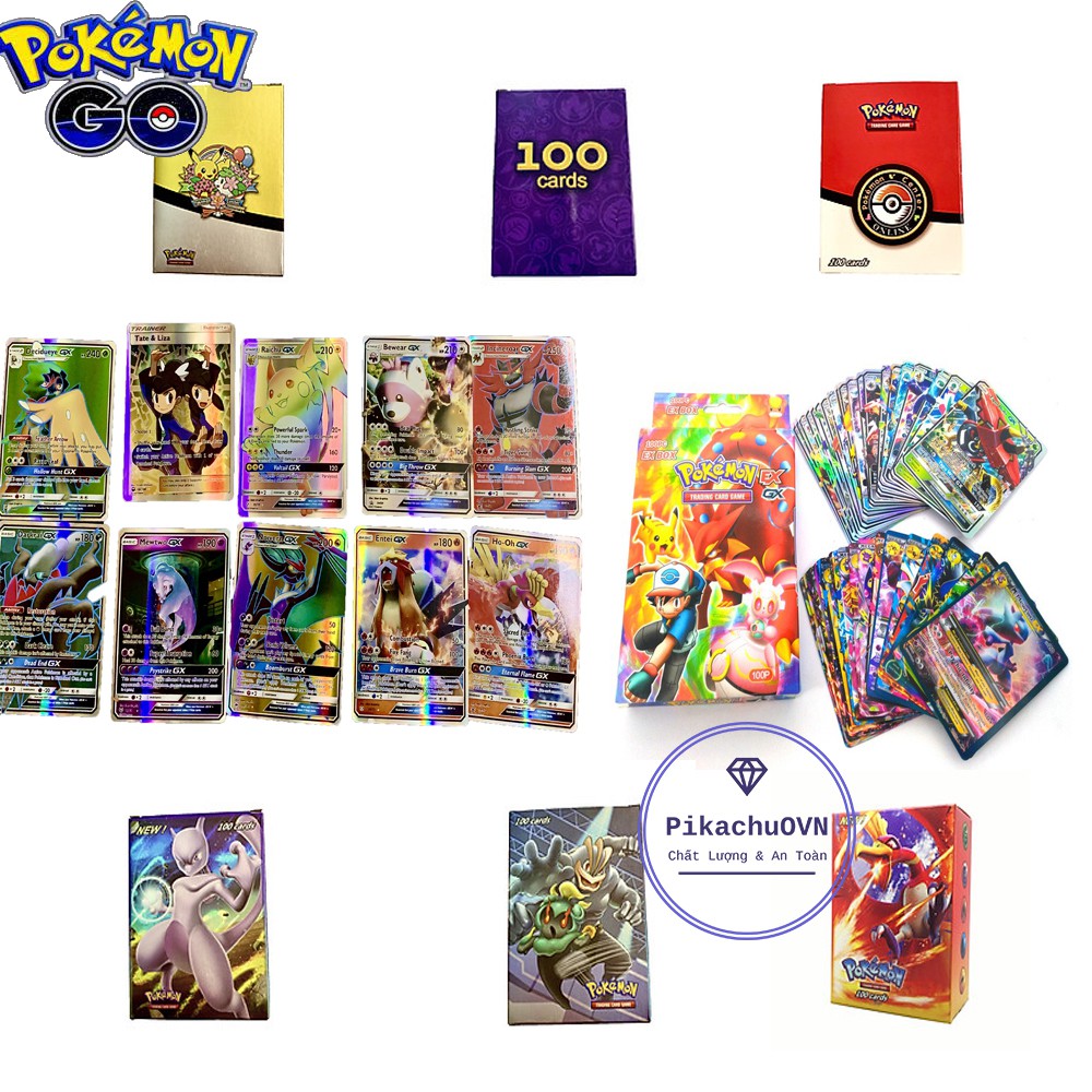 Bộ Thẻ Bài Pokemon 100 Thẻ Cao Cấp Nhiều Loại