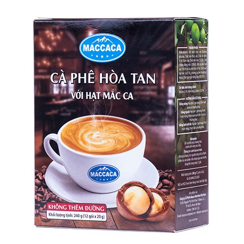 Maccaca - Cà phê Hòa Tan với hạt Mắc Ca - Không thêm đường