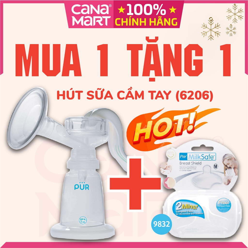 [MUA 1 TẶNG 1] Máy hút sữa cầm tay PUR không chứa BPA, Máy gọn nhẹ, dễ sử dụng, hiệu quả cao (6206)