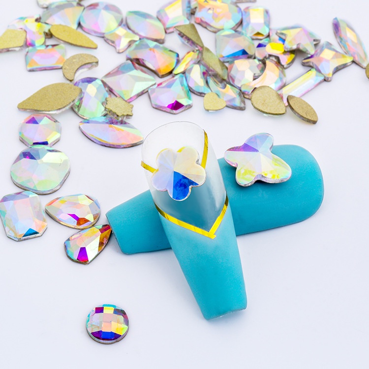 Bộ 50 Hạt Pha Lê AB Nhiều Màu Sắc Dùng Trang Trí Móng Tay DIY