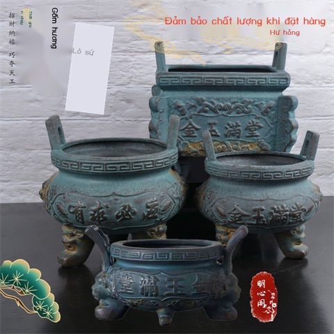 ℡♕△Thần tài kiềng ba chân cho phật lư hương cúng dường tứ chân kiềng cổ bằng đồng vàng ngọc đầy đủ phòng thờ lư hương gi