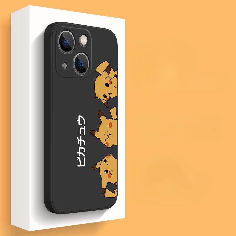Ốp Điện Thoại Mặt Kính Chống Sốc In Hình Pikachu / Stitch Cho iPhone 14 13 mini 12 11 Pro Max X XS SE2 SE3