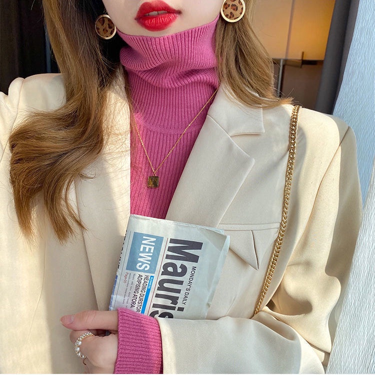 Áo dệt kim cổ lọ dày dặn thời trang nữ thu đông 2021