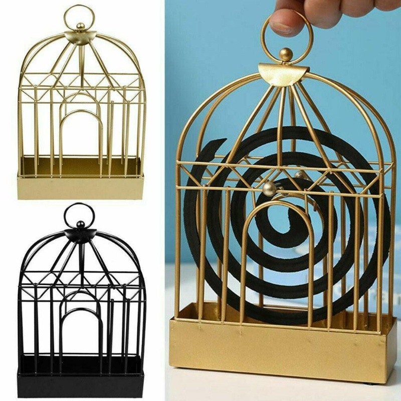 Giá đỡ cuộn nhang muỗi bằng sắt thiết kế hình lồng chim độc đáo trang trí nhà cửa/ngoài trời
