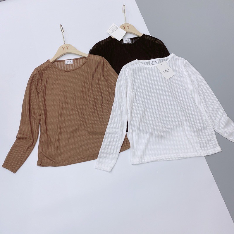 ÁO DÀI TAY LEN TĂM SỌC CỔ TRÒN 3 MÀU | BigBuy360 - bigbuy360.vn