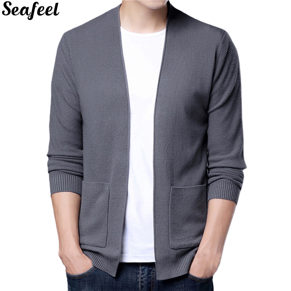Áo Khoác Cardigan Dệt Kim Mỏng Màu Trơn Phong Cách Công Sở Cho Nam