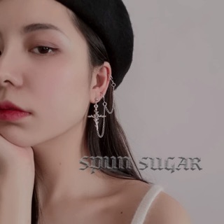 Khuyên tai xích thập giá hoa hồng cá tính/ khuyên ulzzang UNISEX