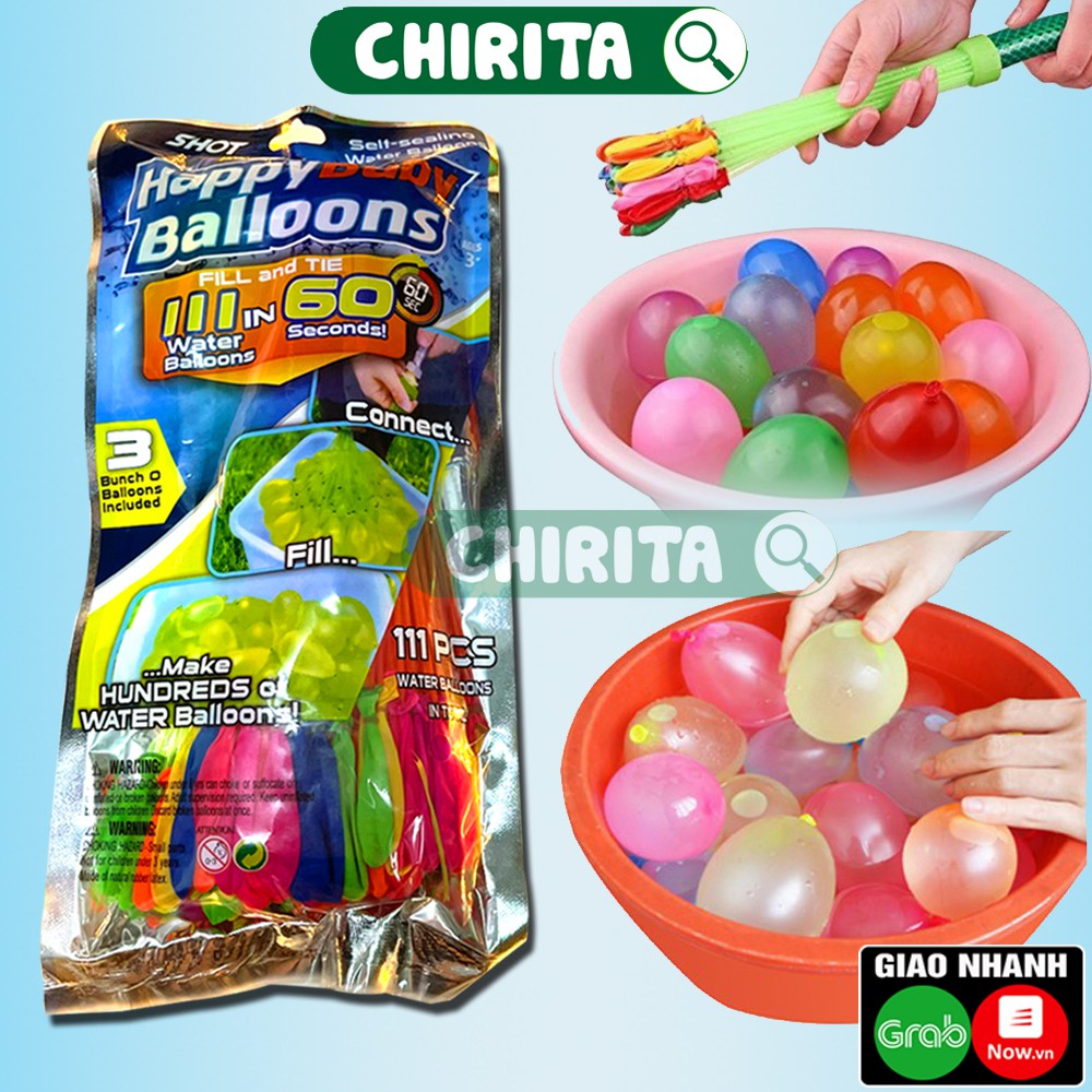 Bộ 111 Quả Bong Bóng Nước Chùm Happy Balloons - Bóng Nước, Đồ Chơi Trẻ Em CHIRITA