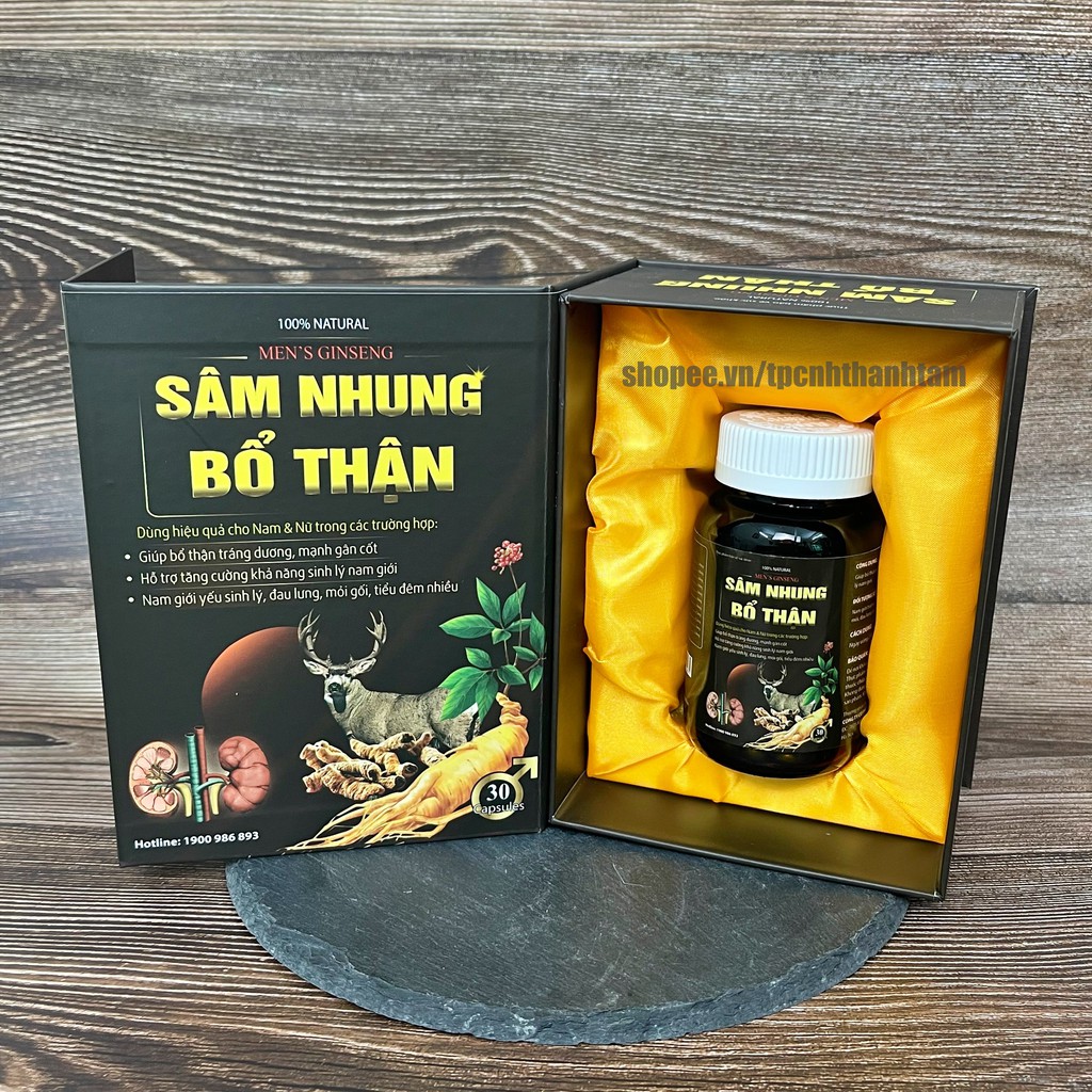 Viên uống SÂM NHUNG BỔ THẬN  tăng cường sinh lý, hỗ trợ giảm xuất tinh sớm, kéo dài quan hệ - Chai 30 viên