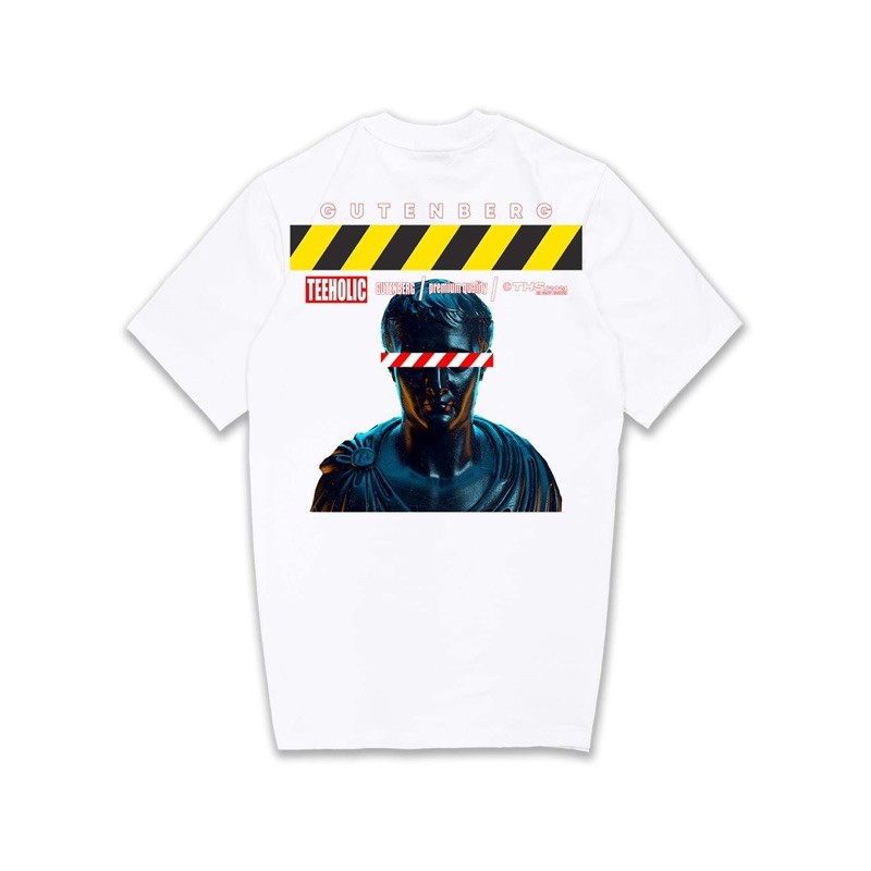 Áo Thun Unisex Hình Tượng Đen THS -TEEHOLIC Màu Trắng