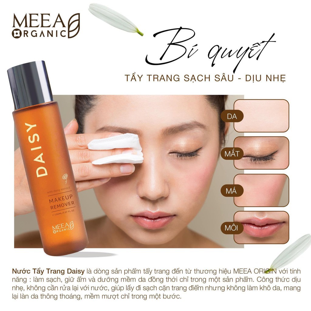 Nước tẩy trang Daisy hoa cúc MEEA Organic chính hãng, sạch da sâu, dịu nhẹ, dưỡng ẩm da trắng sáng | BigBuy360 - bigbuy360.vn