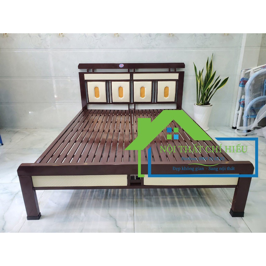 Giường sắt kiểu gỗ 1m6 x 2m