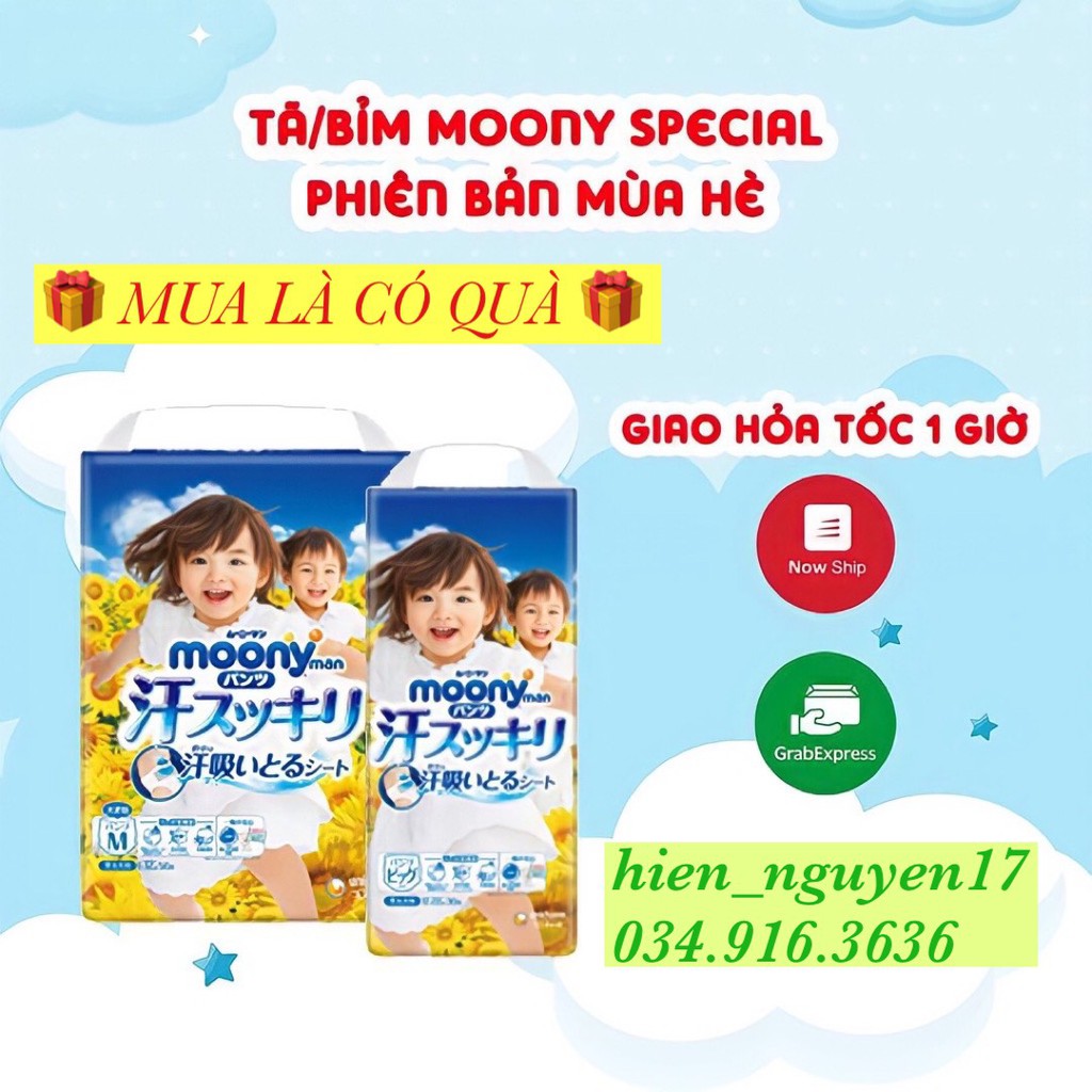 ⚡SIÊU PHẨM⚡Tã MOONY MÙA HÈ - Bỉm Moony mùa hè Nhật Bản Dán/Quần Đủ Size M56/L42/XL3