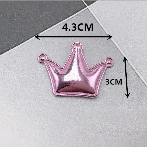 Set 10 miếng da PU bóng hình vương miện một mặt dùng để trang trí mũ/nón tay