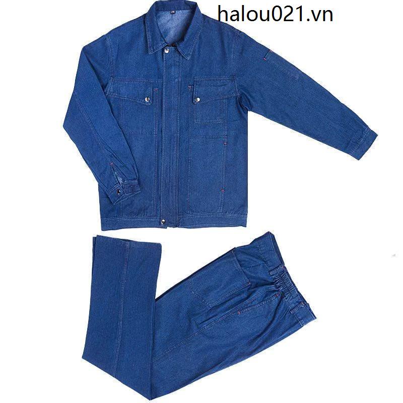Bộ Quần Áo Bảo Hộ Lao Động Vải Denim Cotton Nguyên Chất Tay Dài Chống Bỏng Chống Mài Mòn Thời Trang Mùa Hè Cho Nam