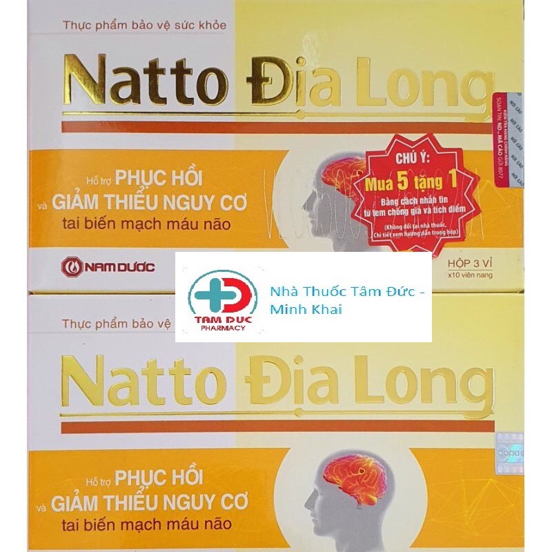 NATTO ĐỊA LONG - Tích Điểm Mua 5 Tặng 1 - HỔ TRỢ PHỤC HỒI SAU TAI BIẾN MẠCH MÁU NÃO -GIẢM THIỂU NGUY CƠ TAI BIẾN