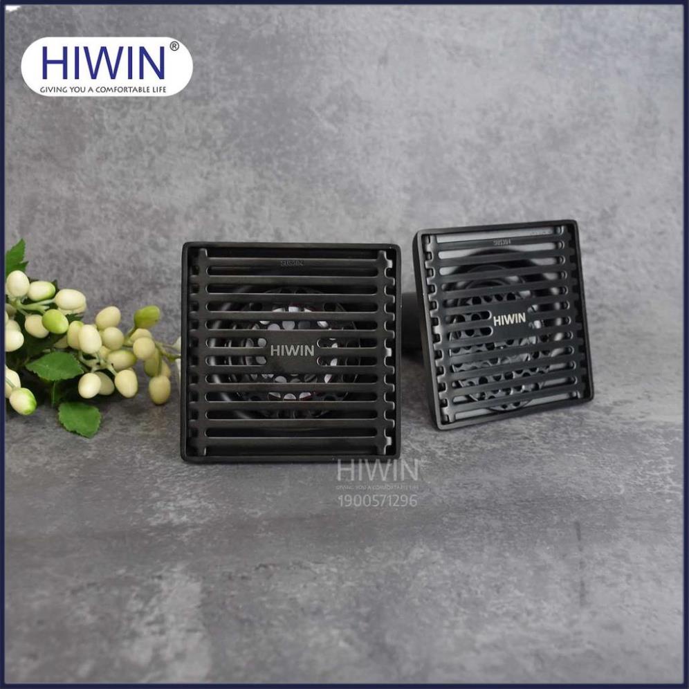 Phễu ga thoát sàn ngăn mùi hôi inox 304 mạ đen kích thước 100x100mm HIWIN FD-2218