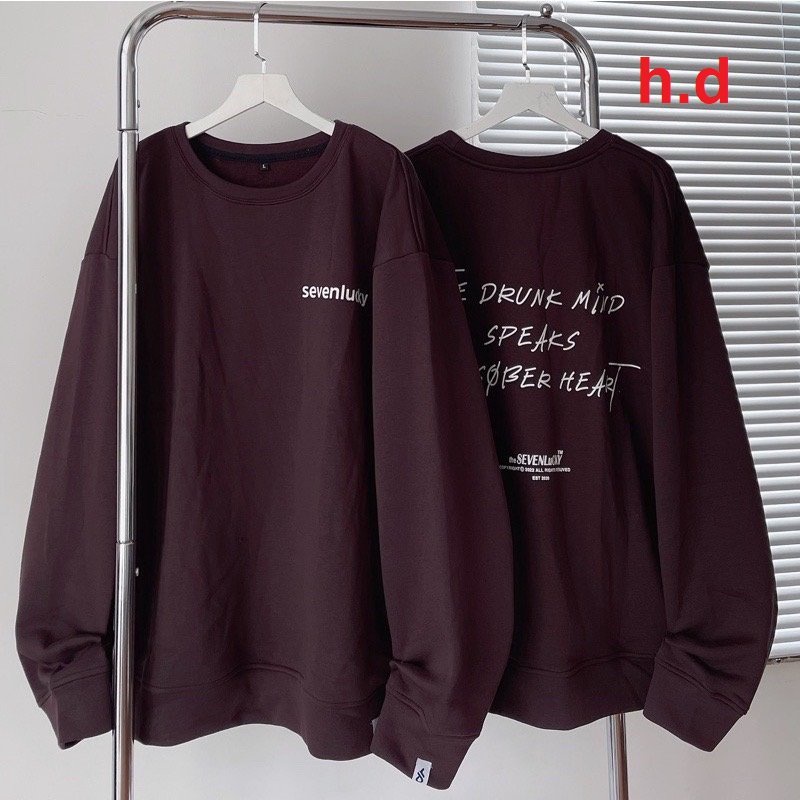 Áo nỉ sweater sevenlucky màu áo siêu sang chất nỉ bông siêu dày ấm chất lượng form dáng rộng nam nữ mặc được