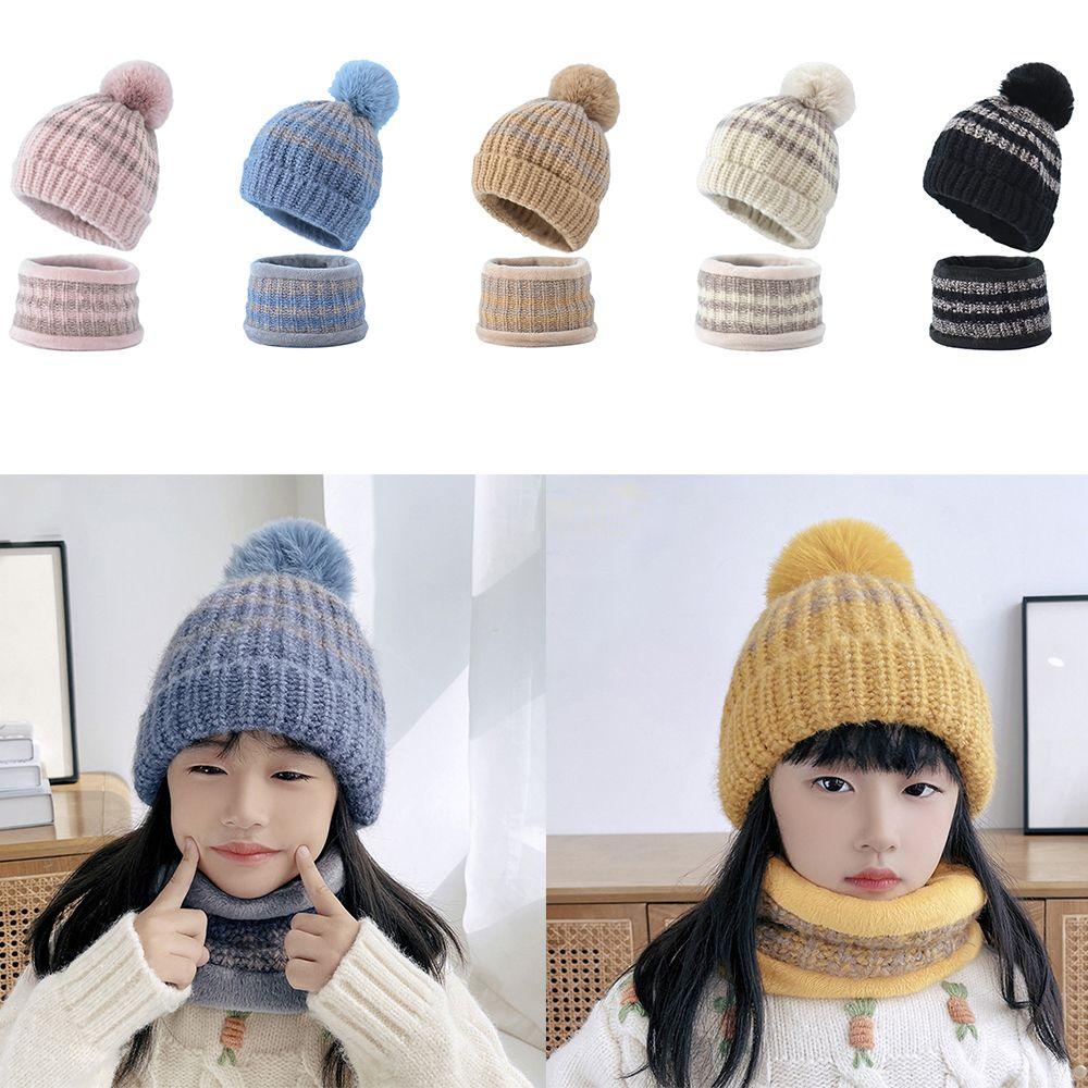 Set Mũ + Khăn Choàng Cổ Dày Dặn Giữ Ấm Cho Bé