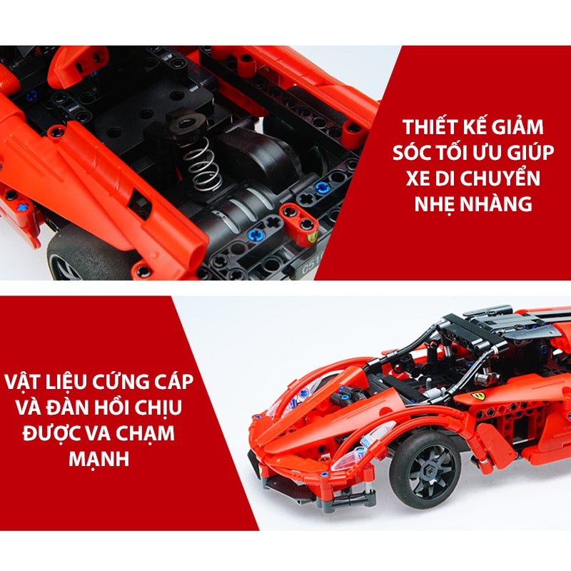Đồ Chơi Lắp Ráp Xếp Hình Điều Khiển Từ Xa RC Mô Hình Siêu Xe Thể Thao Ferrari Red Storm CaDA C51009 Với 380PCS