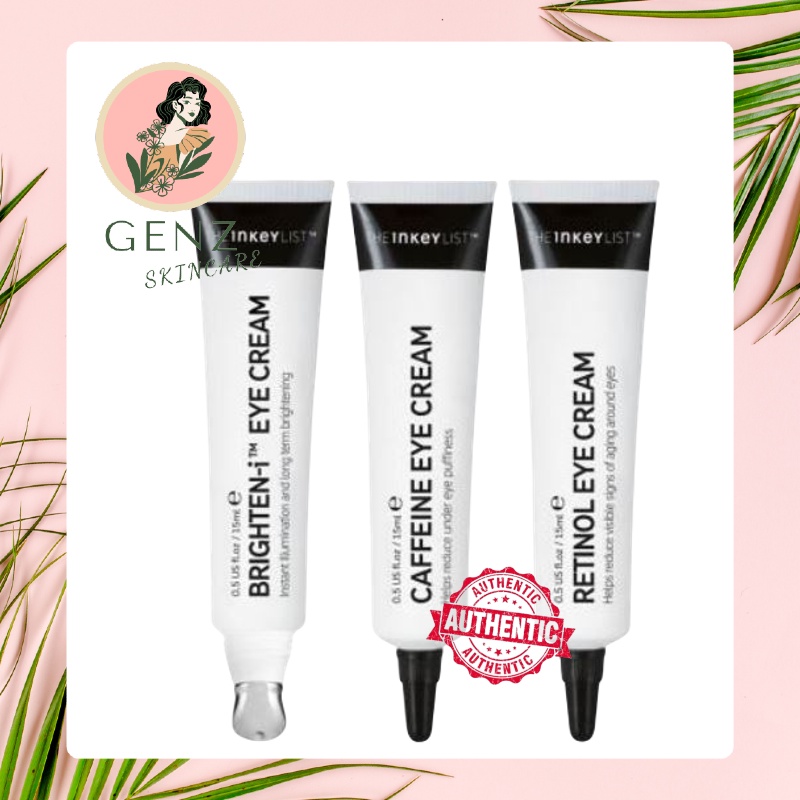 Kem dưỡng mắt The INKEY List Retinol - Brighten - Caffeine Eye Cream Serum 15ml - GENZ Skincare