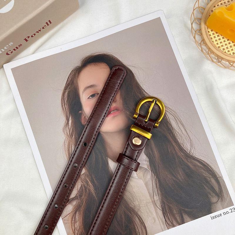 Dây Nịt Khóa Vàng Đen Thiết Kế Đơn Giản Phong Cách Retro Thời Trang