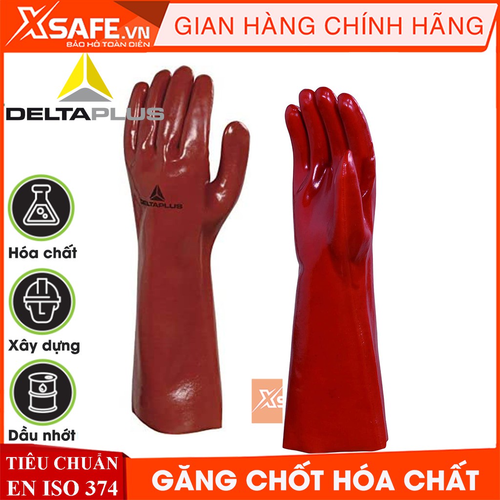 Găng tay chống hóa chất Deltaplus Basf PVCC400 chiều dài 40cm, găng tay bảo hộ cao su chống hóa chất, dầu nhớt, chất tẩy