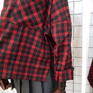 Áo sơ mi oversize caro đỏ