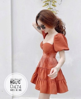Bigsize Đầm tầng cúp ngực D474