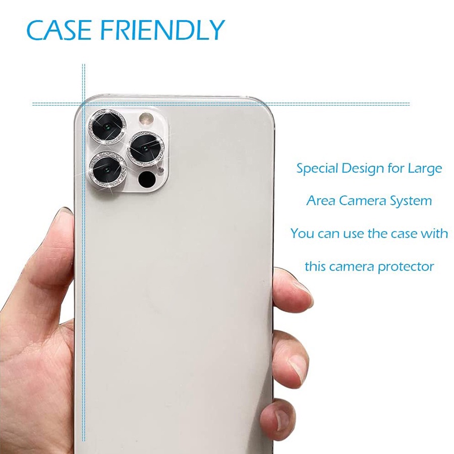 Miếng dán đính đá bảo vệ ống kính camera cho điện thoại iPhone 13 Pro Max / 14 Pro Max / 13 Pro / 13 Mini / 12 / 11 Pro Max