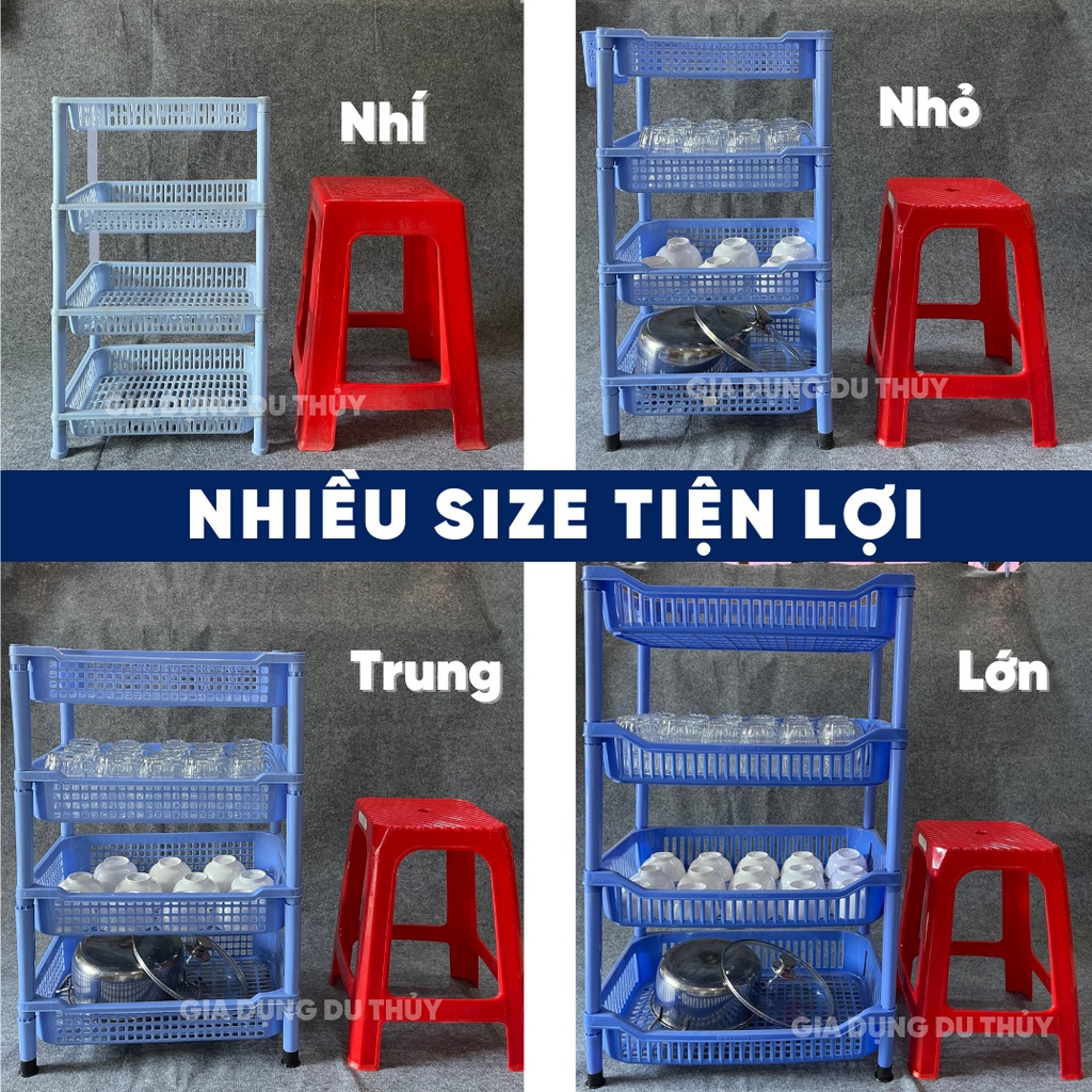 Kệ nhựa úp chén úp ly 4 tầng, 5 màu, 3 kích cỡ, có ống đựng đũa, muỗng, nhựa PP chính phẩm an toàn, bền bỉ, chắc chắn