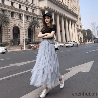 Chân váy dài nhiều lớp thiết kế không đối xứng thời trang xinh xắn