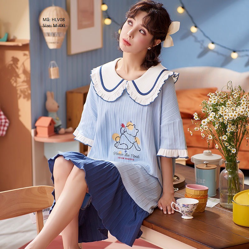 HLV08 Váy ngủ dáng suông cổ bèo | BigBuy360 - bigbuy360.vn