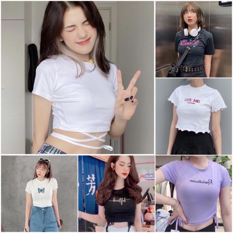 Áo Croptop Thun Body Dây Đan Eo Chất Thun Co Giãn 4 Chiều Body HOT