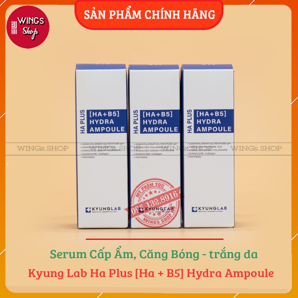 Serum cấp ẩm căng bóng trắng da KyungLab Ha Plus [Ha + B5] Hydra Ampoule 50ml | Wings Shop