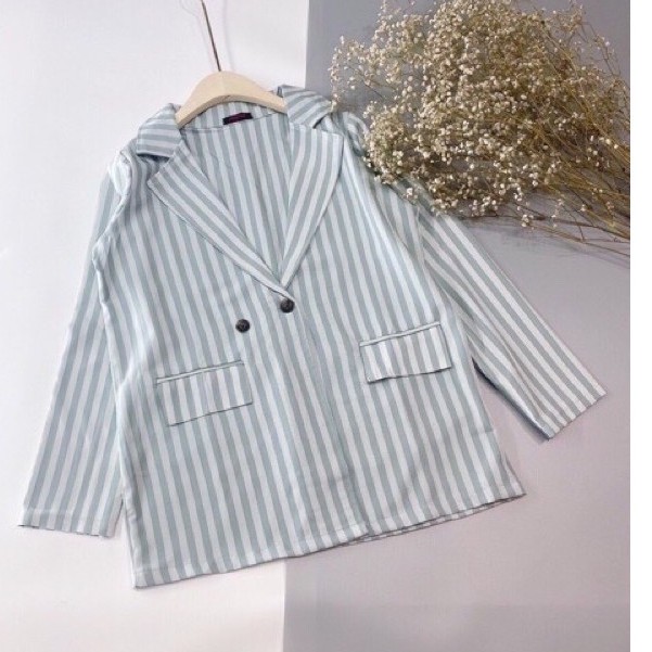 Áo vest nữ form rộng kẻ sọc , áo khoác blazer kẻ sọc phong cách hàng quốc chất mịn đẹp | BigBuy360 - bigbuy360.vn