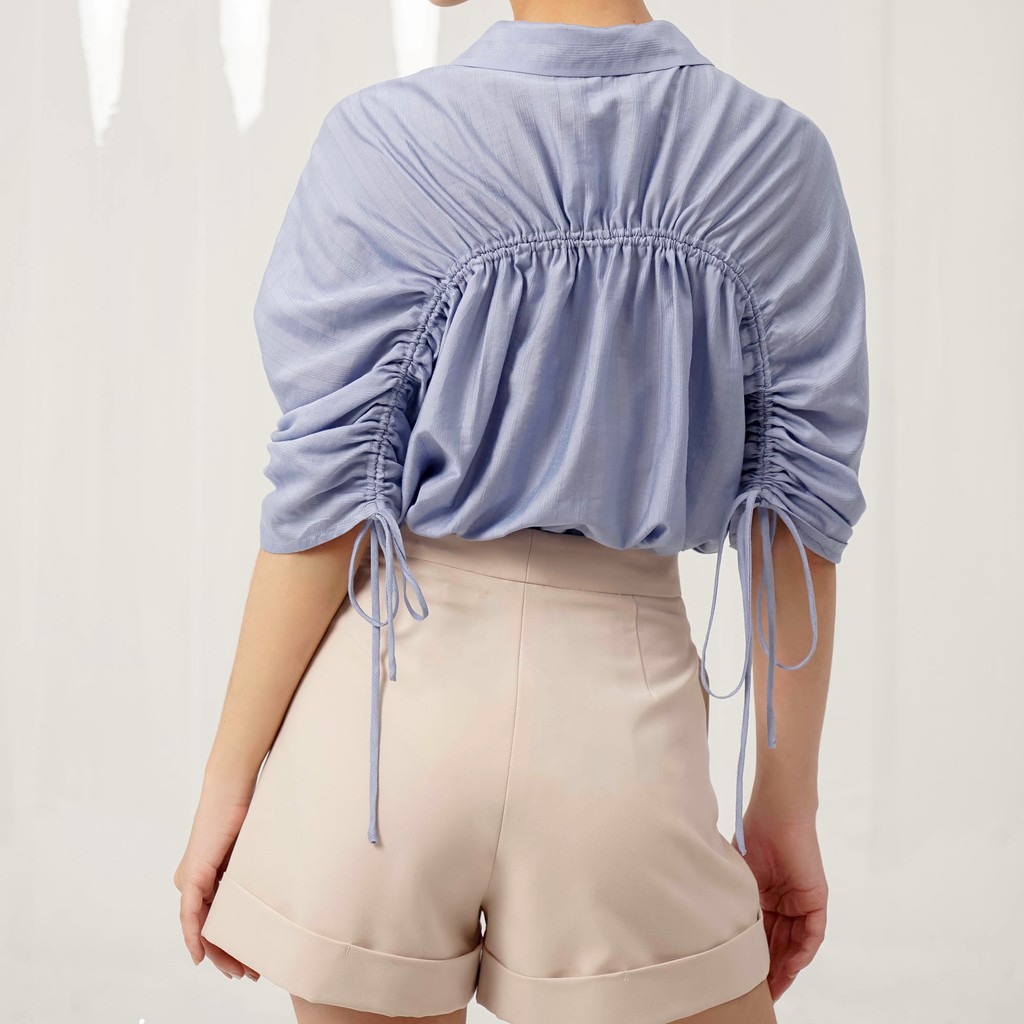 Áo sơ mi công sở nữ Méo shop tay lỡ kiểu Hàn form rộng chất sheer Liz