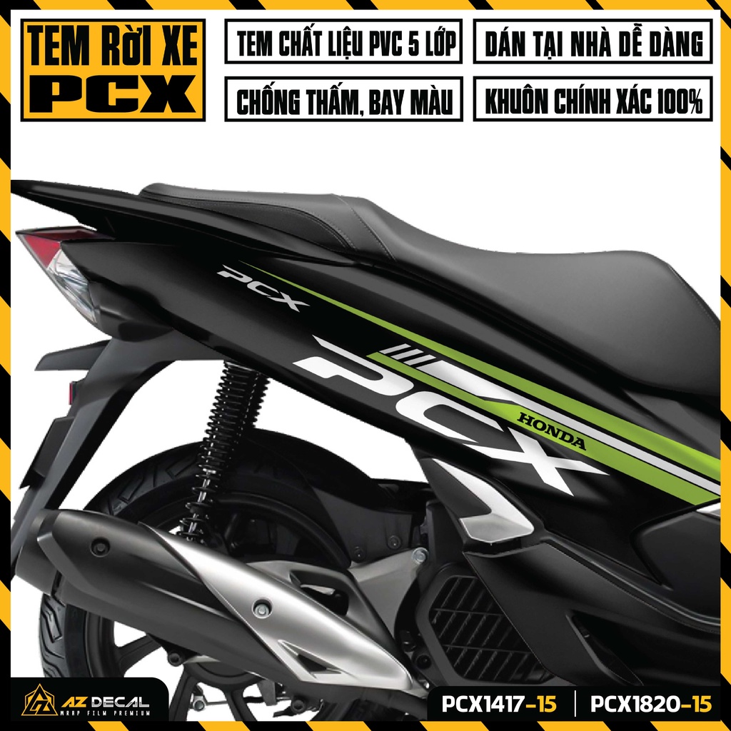 Tem Chế Xe PCX 125 150 160 Mẫu HRC | PCX-15 | Decal Rời Dán Xe PCX 2014 - 2020 Chống Nước, Bền Màu