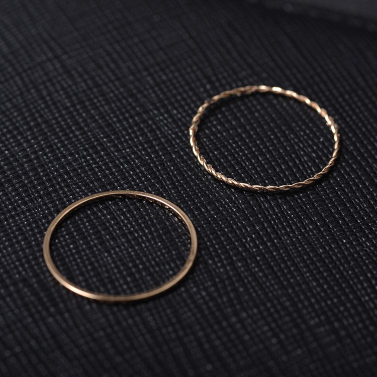 Set 2 nhẫn hợp kim thiết kế đơn giản cho nữ