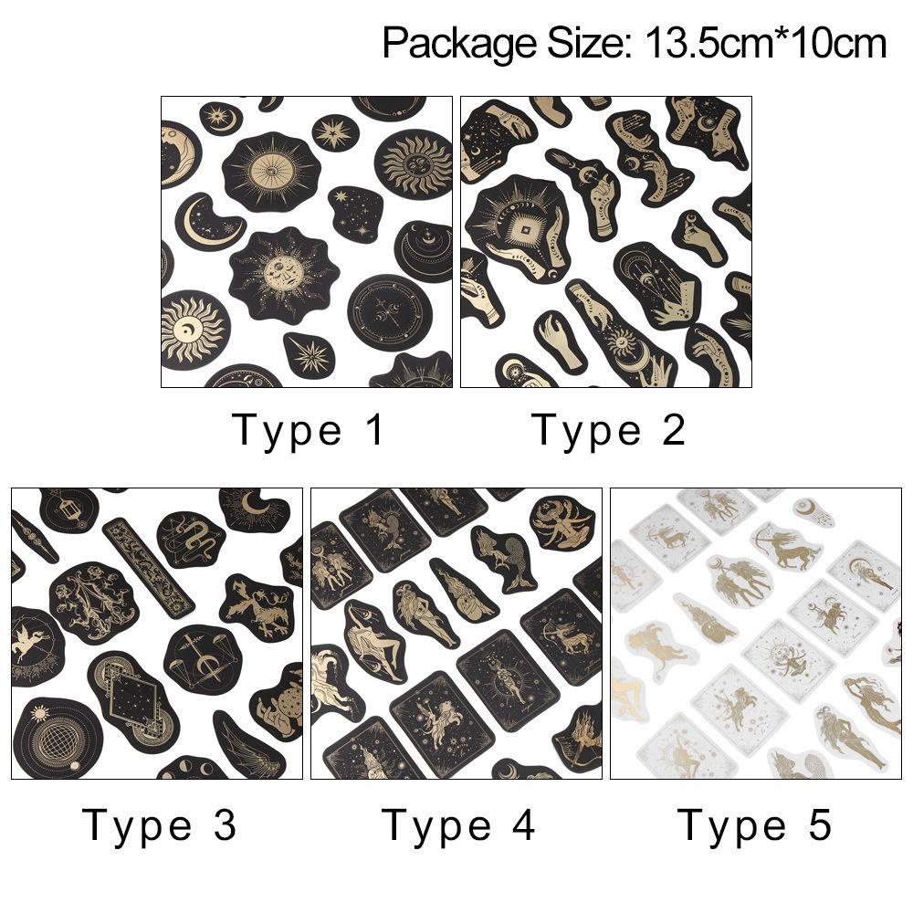 1 Bộ Sticker Dán Trang Trí Sổ Tay Nhật Ký Hình Trăng Sao Màu Vàng