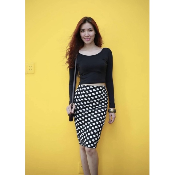 Chân váy thun công sở chấm bi Ninomaxx (Size XS) - Thanh lý vnxk