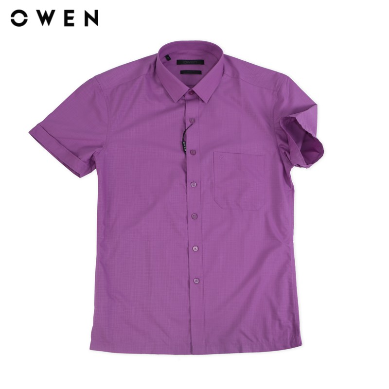 Áo sơ mi ngắn tay nam Owen chất Modal dáng Bodyfit màu tím - BA80969N