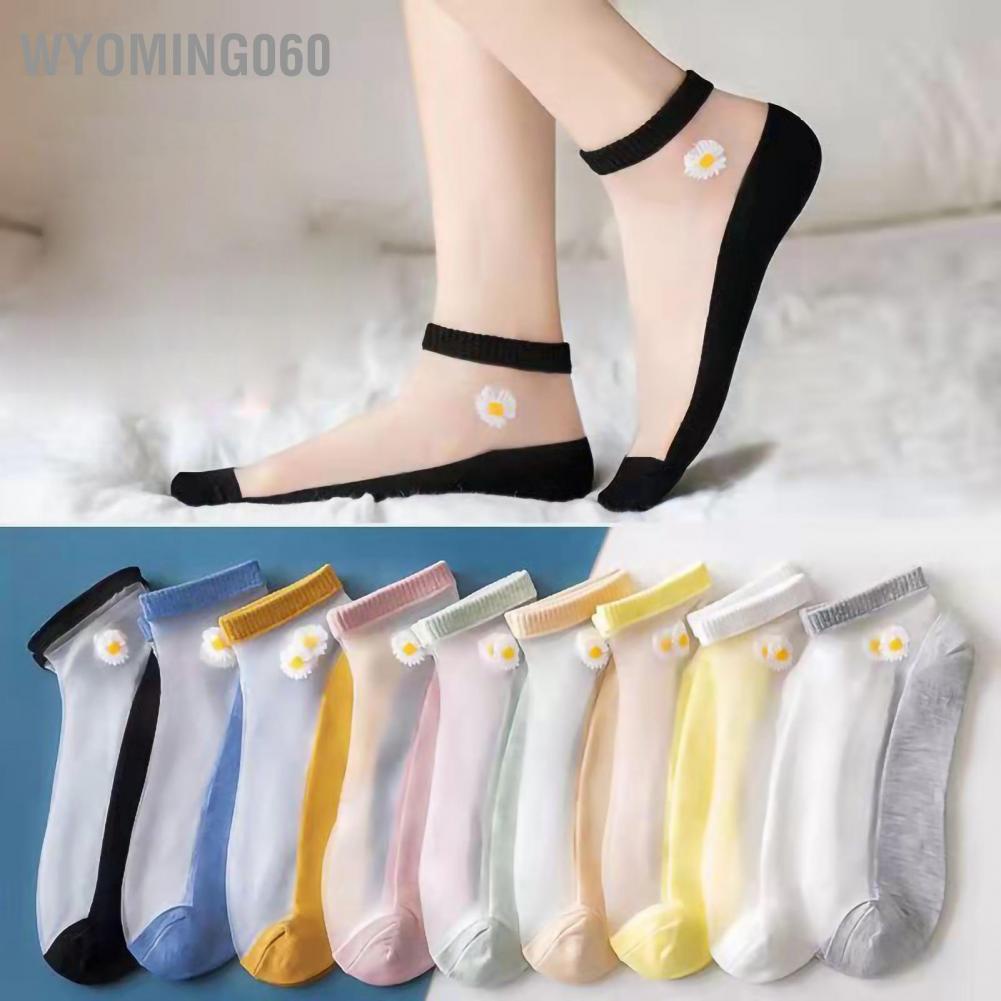 5 đôi Vớ nữ Màu đen trắng Phim hoạt hình dễ thương Phần mỏng Miệng nông Miệng thoáng khí Mềm mại Thoải mái mắt cá chân