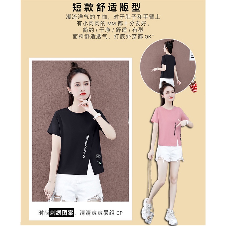 Áo Thun Tay Ngắn Xẻ Tà Bên Hông Thời Trang Trẻ Trung Cho Nữ